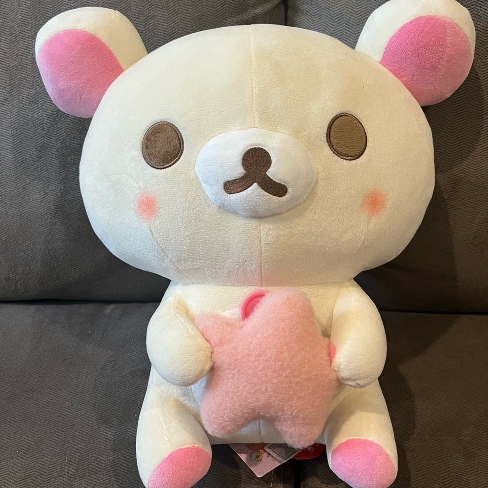 San-X Korilakkuma 16” Plush With Pink Star Rilakkuma Stuffed Teddy Bear NWT